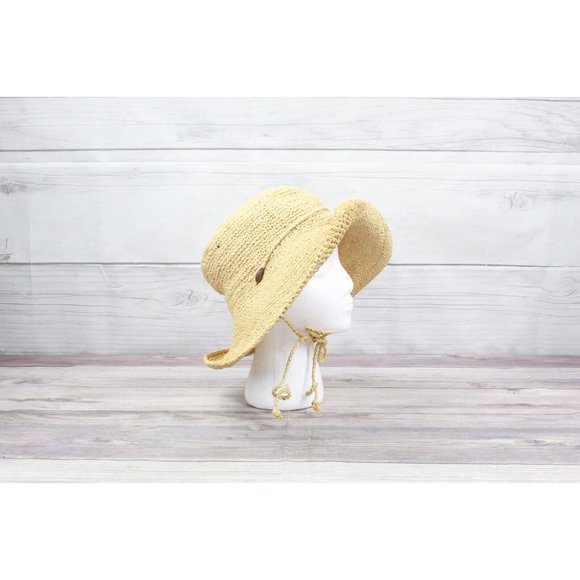 The SCALA Collection Natural Raffia Straw Drawstring Roll Brim Sun Hat Size OS - Picture 6 of 11